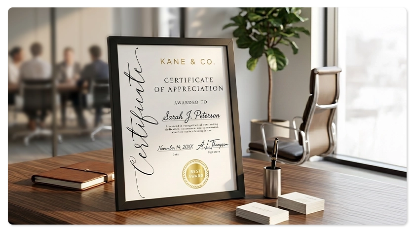 personalized acrylic prints, framed prints and metal prints products, awards and certificates for business marketing