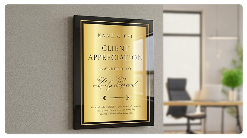 personalized acrylic prints, framed prints and metal prints products, awards and certificates for business marketing