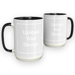 15oz Ceramic Photo Mug - Black with Upload Your Design design