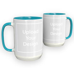 15oz Ceramic Photo Mug - Light Blue with Upload Your Design design