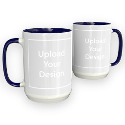 15oz Ceramic Photo Mug - Navy Blue with Upload Your Design design