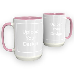 15oz Ceramic Photo Mug - Pink with Upload Your Design design