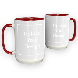 15oz Ceramic Photo Mug - Red with Upload Your Design design