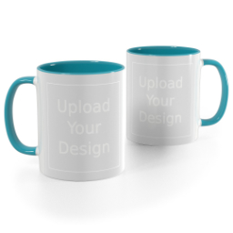 Light Blue Handle Photo Mug, 11oz with Upload Your Design design