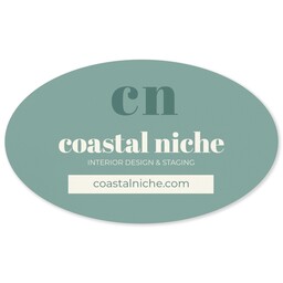 White Vinyl Oval Sticker 4.5"x7.5" - Pack of 50 with Modern Clean design