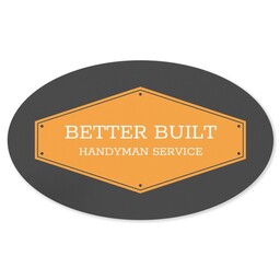 White Vinyl Oval Sticker 3"x5" with Built Strong design