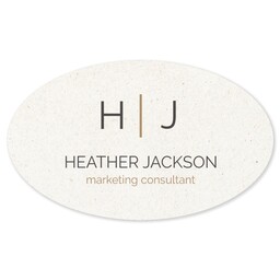 White Vinyl Oval Sticker 3"x5" - Pack of 50 with Classic Monogram design