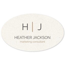 White Vinyl Oval Sticker 4.5"x7.5" - Pack of 50 with Classic Monogram design