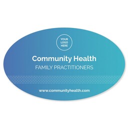 White Vinyl Oval Sticker 3"x5" - Pack of 50 with Healthcare Gradient design