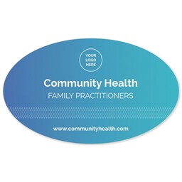 White Vinyl Oval Sticker 4.5"x7.5" - Pack of 50 with Healthcare Gradient design