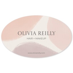 White Vinyl Oval Sticker 4.5"x7.5" with Soft Watercolor design