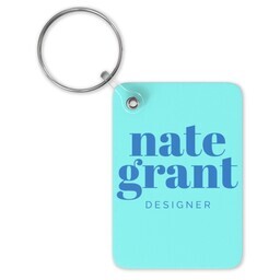 Double-Sided Rectangle Keychain with Bold Color Blue design