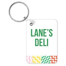 Double-Sided Rectangle Keychain with Bright Blocks design