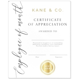8"x10" Acrylic Print with Modern Certificate Employee design