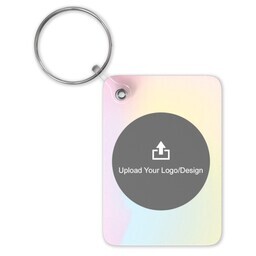 Double-Sided Rectangle Keychain with Modern Holographic design