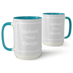 15oz Ceramic Photo Mug - Light Blue with Upload Your Design design
