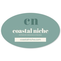 White Vinyl Oval Sticker 4.5"x7.5" - Pack of 50 with Modern Clean design