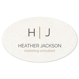White Vinyl Oval Sticker 3"x5" with Classic Monogram design