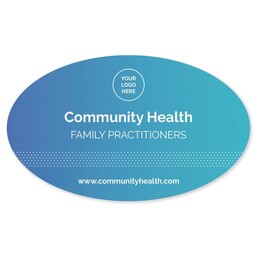 White Vinyl Oval Sticker 3"x5" with Healthcare Gradient design